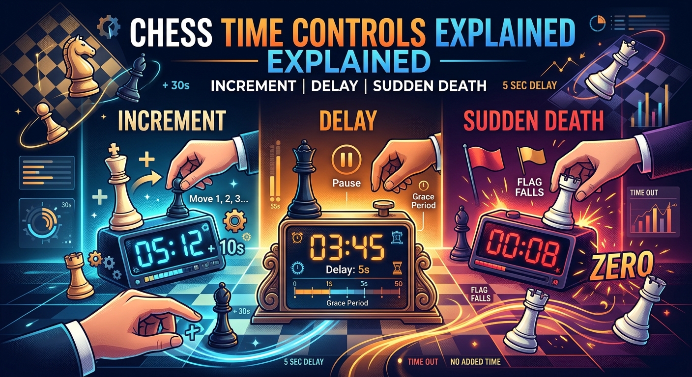 Chess Time Controls Explained: Increment, Delay and Sudden Death
